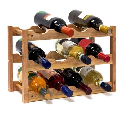 Weinregal klein Flaschenregal für 12 Flaschen Weinablage mit 3 Etagen rustikal