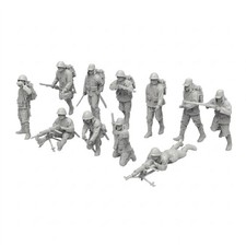 11 Pieces Figurine Militari in Resina Non Dipinte Gioco Bellico Piccola Scala