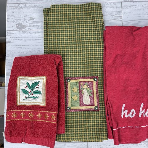Lot of 10 Christmas Hand Towels Modern & Vintage Embroidered Printed - Picture 4 of 8