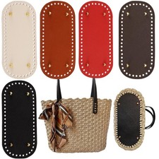5 PCS Bag Bases for Crochet PU Leather Bottom Oval 8.66"x3.93", White