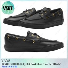 Vans 2 Eyelet Boat Shoe Leather Black VN000Z11CJK Men's US4-13 New