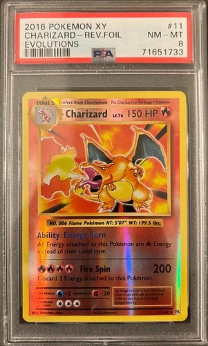 Pokémon XY Evolutions Charizard 11/108 - Rare Reverse Holo -  [PSA 8 NM-Mint]
