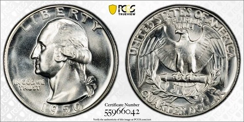 1950 Proof Washington Quarter, 25c Silver, PCGS PR66 - Frosty, Blast White