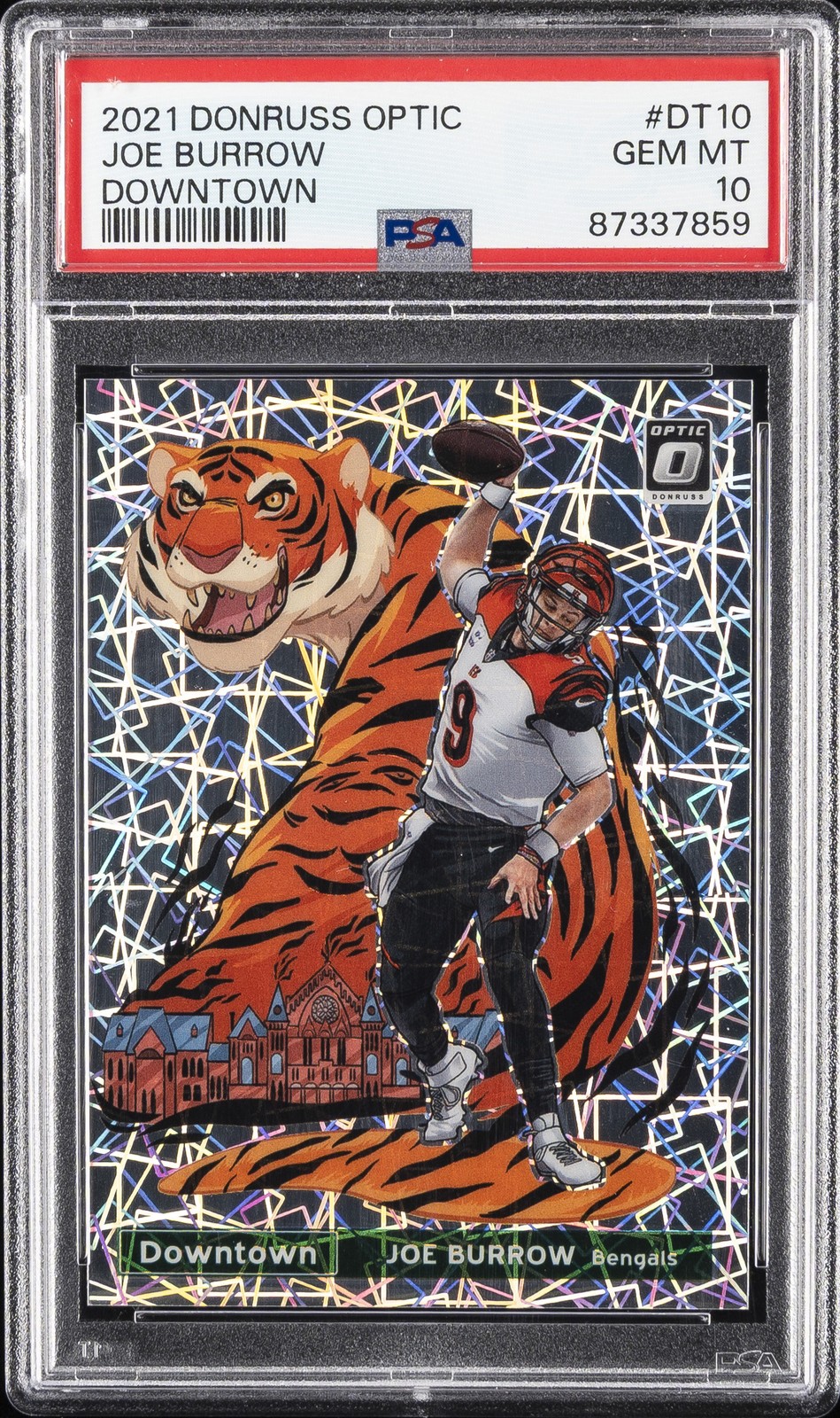 2021 PANINI DONRUSS OPTIC DOWNTOWN #DT10 JOE BURROW PSA 10