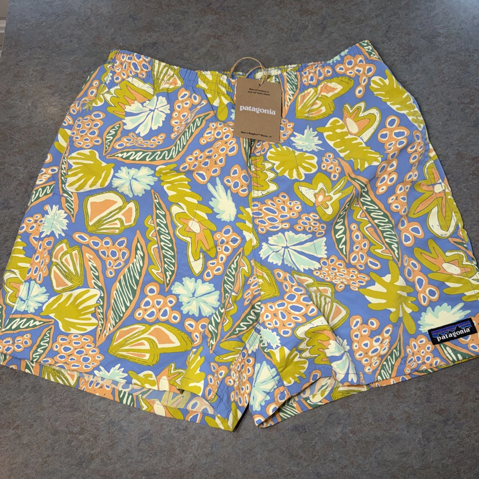 NWT Patagonia Men's 5” Baggies Shorts (Flourish: Abundant Blue) Swim $69 SALE!