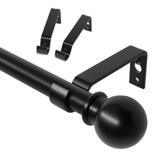 Curtain Rods for Windows 28 to 48 Inch 5/8 Inch Black Curtain Rod Set with Brack