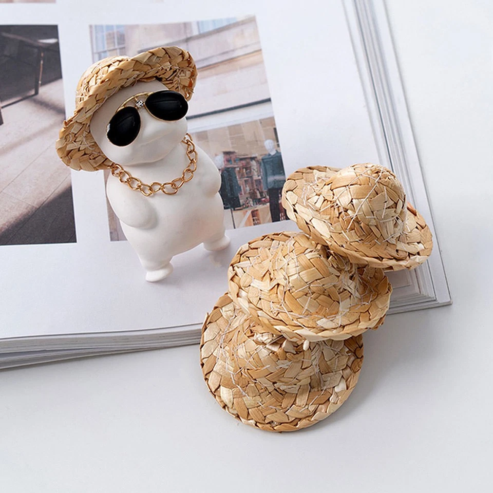  10 mini cappelli di paglia per bambole con cappello a cilindro in paglia per - Immagine 4 di 4