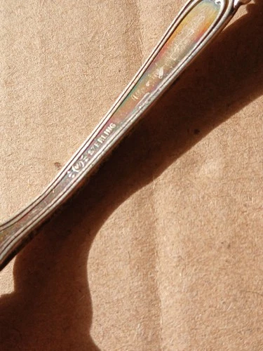 Sterling Silver Teaspoon, engraved Date 1914, With Initial M On Front 26.4 grams