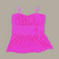 Torrid Pink Lace Camisole Tank Top Sweetheart Neck Bow Accent Size 0
