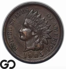 1905 Indian Head Cent Penny, Choice Unc+