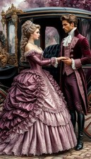 Custom Purple Luxury Victorian WeddingDress Embroidered Corset Lace RuffledPuffy