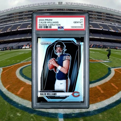 CALEB WILLIAMS (RC) SILVER PRIZM VARIATION PSA 10 #1 CHICAGO BEARS ROOKIE