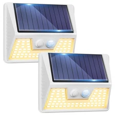 2 Pack Solar Motion Lights Outdoor, Waterproof Fence Lights Solar Powered wit...