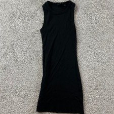 Theory Ribbed Tank Dress Womens P Black Sleeveless Knit Minimalist Modern Chic