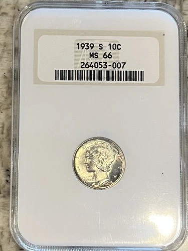 1939 S Mercury Silver Dime  MS66