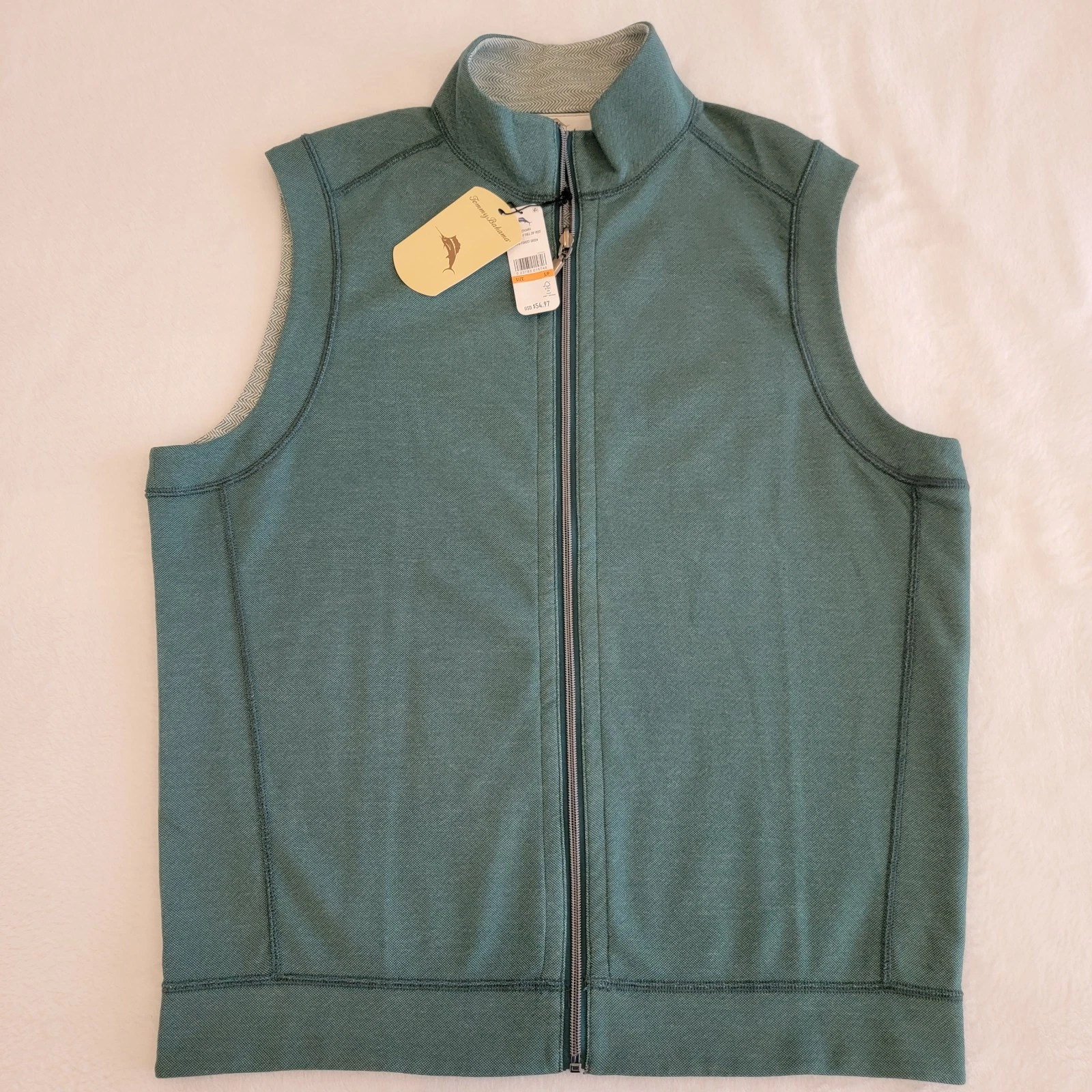 Tommy Bahama Reversible Switch It Up Full Zip Vest Small Heather Forest Green