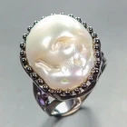 Fine Art Natural Baroque Pearl Ring 925 Sterling Silver Size 8 /R448421