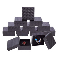 12Pcs Black Square Cardboard Jewelry Boxes 7.5X7.5X3.5Cm Each for Pendant Earrin