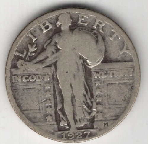 1927 STANDING LIBERTY QUARTER 25¢ COIN 90% SILVER UNITED STATES OF AMERICA USA