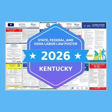 2026 Kentucky State and Federal Labor Law Poster, All Mandatory Laminated Poster
