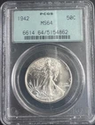1942 Walking Liberty Half Dollar PCGS MS64 OGH Old Green Holder – Premium Eye Ap