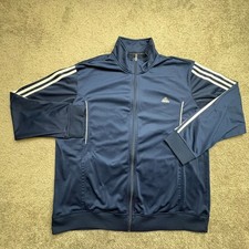 Adidas Climalite Sweater Mens 2XL Blue Full Zip Mid High Neck Track Sweatshirt