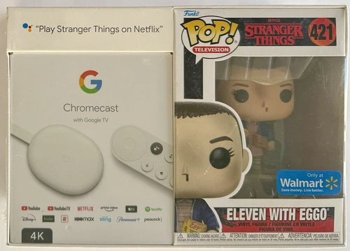 FUNKO POP! STRANGER THINGS ELEVEN WITH EGGO #421 FIGURE & GOOGLE CHROMECAST 4K