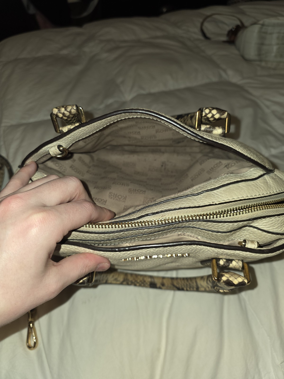 Michael Kors Python Sutton Satchel Bag Ecru Snake… - image 4