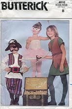 Butterick Pattern 4010 Children's' Pirate, Ballerina  Peter Pan Costumes, 2-6X