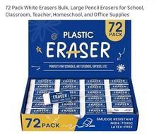 72 Pack White Erasers Bulk Large Pencil Erasers for School Classroom Teacher ...