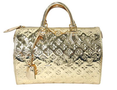 LOUIS VUITTON M95272 LV Monogram Miroir Speedy 30 Handbag Bag Gold Dore SP1016