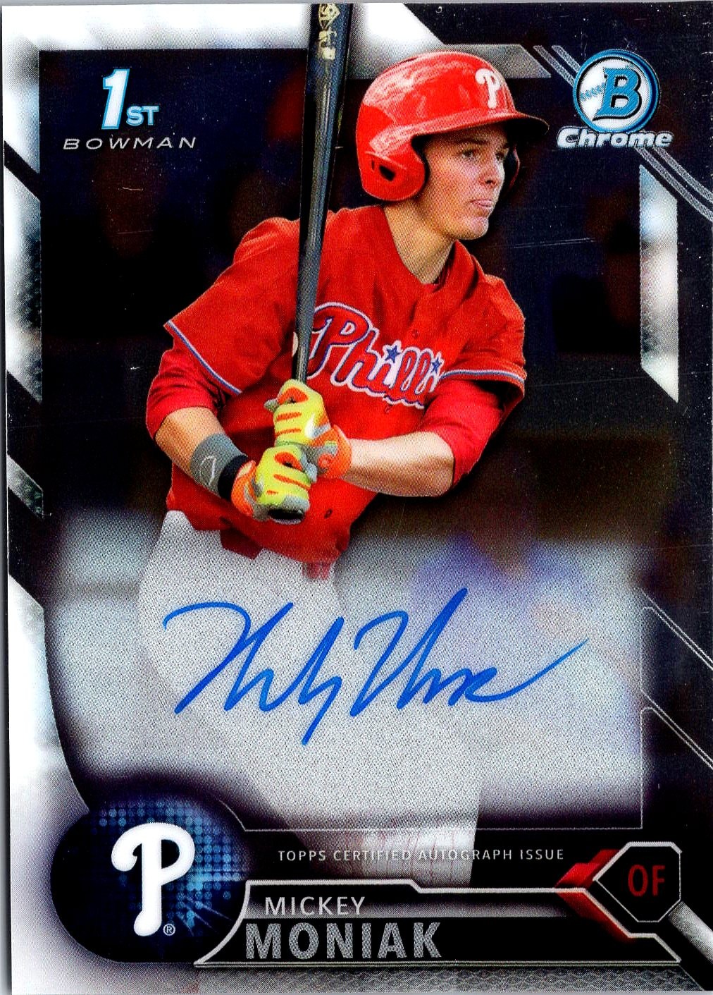 2016 1st Bowman Chrome Draft #CDA-MM Mickey Moniak Chrome on card Autograph RC