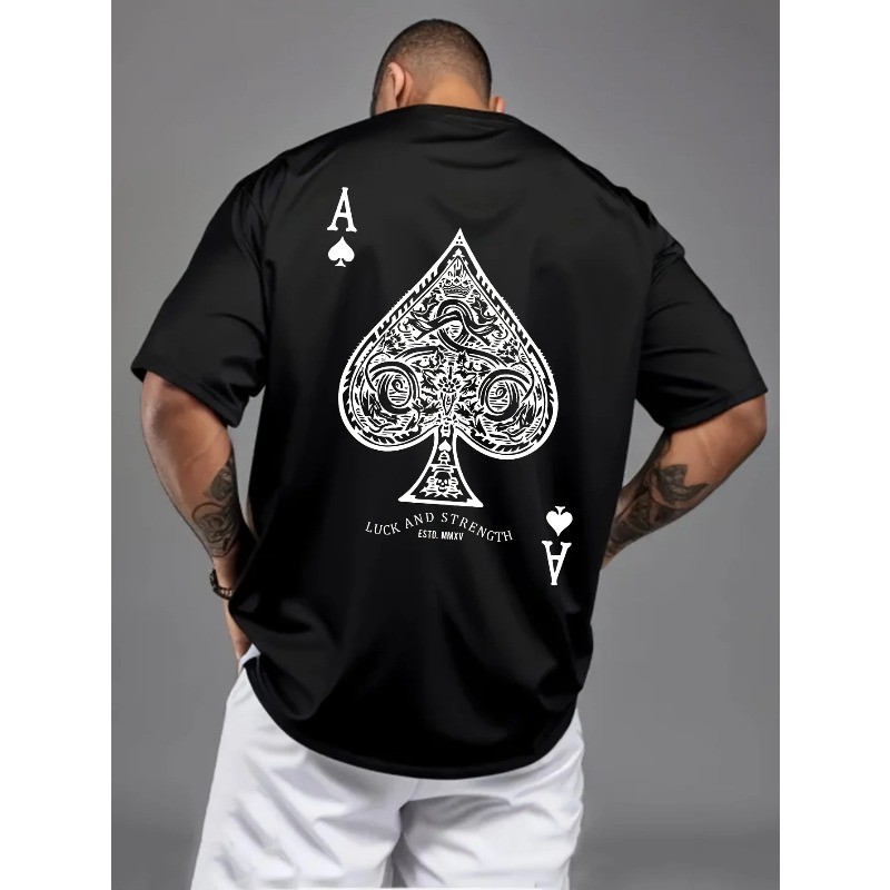 Summer Men's 100% Pure Cotton Casual Sports Loose Oversized Retro Spade Printed