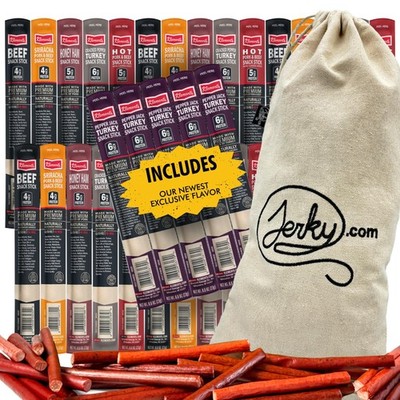 Jerky.com Jerky Gift Basket for Men | 30 Piece Meat Sticks Sampler with Beef ...