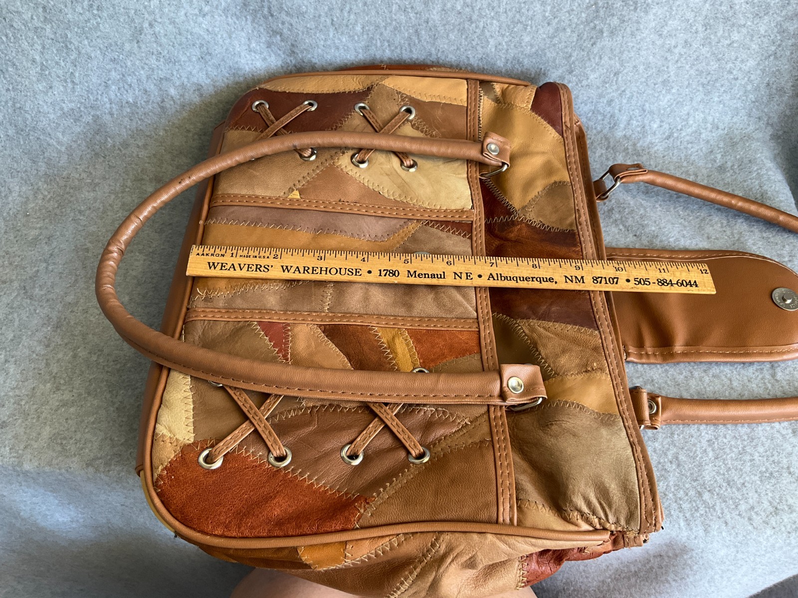 Brown Top Handle Soft Leather Patchwork Handbag M… - image 11