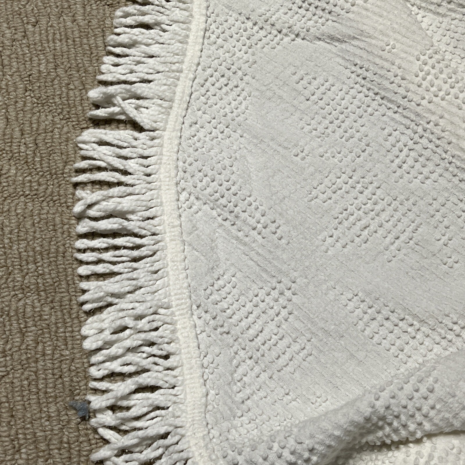 Vintage Bates Bedspread Fringed 100 Cotton Twin Raised Pile Hobnob eBay