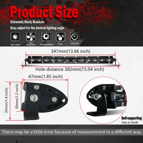 7 14 20 26 32 38 44 50" Single Row Slim Spot LED Light Bar Offroad Truck ATV SUV - Picture 20 of 27