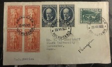 1922 Dolna Bania Bulgaria Front Cover To Clark University Worcester MA USA