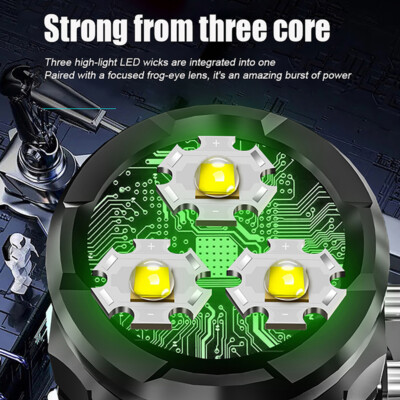 Three-Eyed Monster Mini Flash Super Power Flashlight Strong Light Rechargeable