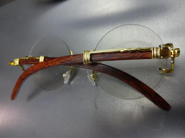 Men's Classic Vintage Round Eyeglasses – Clear Lens, Black & Wood Frame