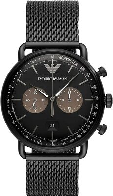 ARMANI MENS CHRONO WATCH AR11142 BLACK DIAL CERTIFICATE
