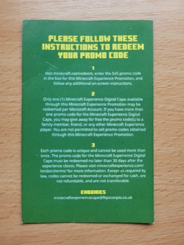 Minecraft Digital Cape Code Minecraft Experience Villager Rescue London - Bild 2 von 2