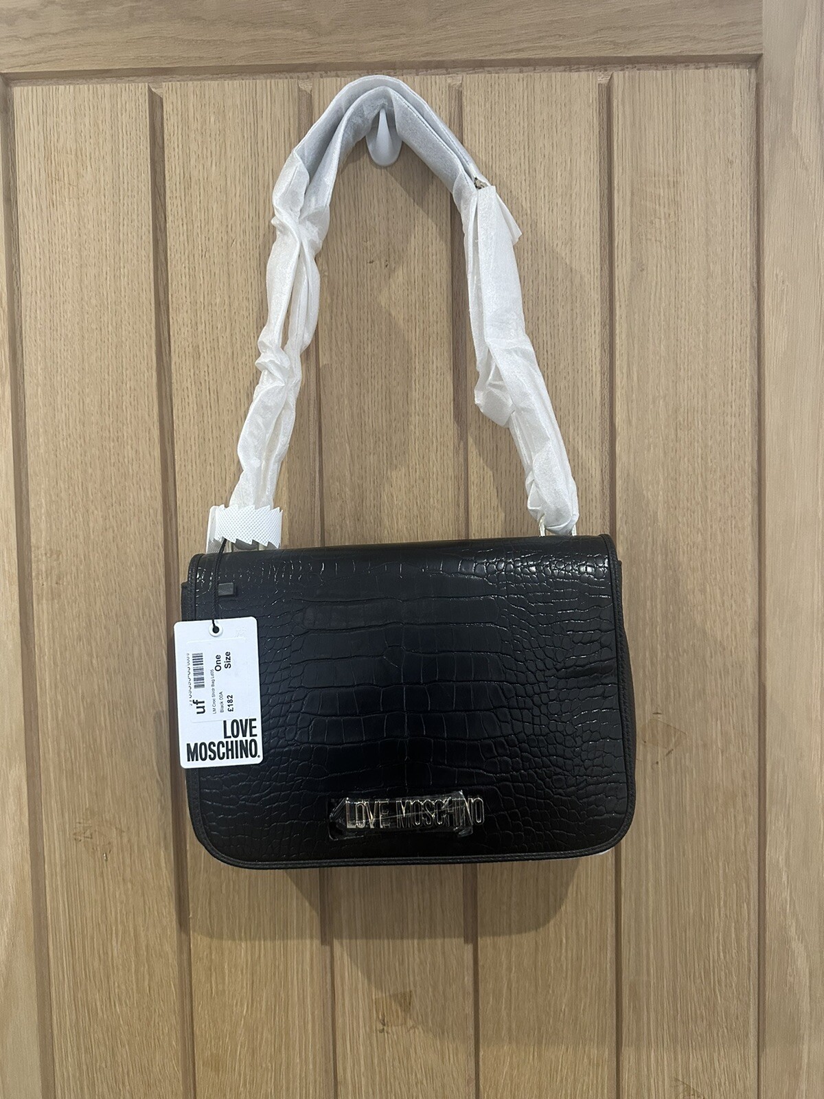 Love Moschino Croc Shoulder Bag Black RRP £182 #F8