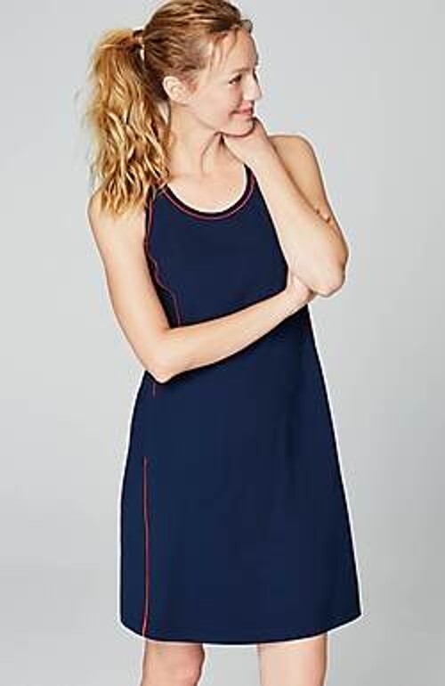 tennis dress for tall ladies J.Jill Fit Navy Red Piping Knit w/Pockets Size Small JV SEPT 15 2025