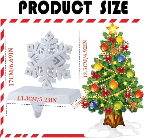 2PCS White LED Snowflake Stocking Holder Xmas Stocking Hanger for Mantel Lighted - Bild 2 von 7