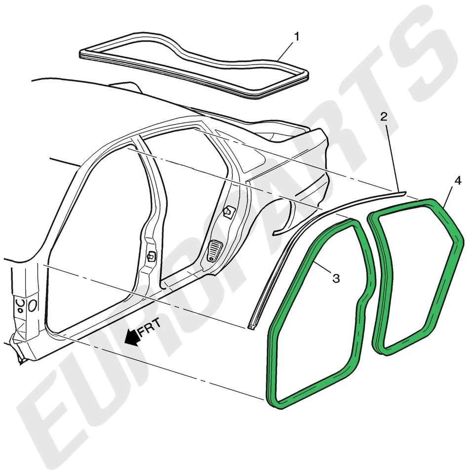 1994-1996 Chevrolet Impala SS Rubber Door Aperture Seal 4-Piece Weatherstrip Set - Imagem 2 de 4
