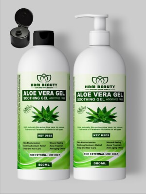 Aloe Vera Gel 100 % reine natürliche organische Mehrzweck beruhigende Haar- & Hautpflege 