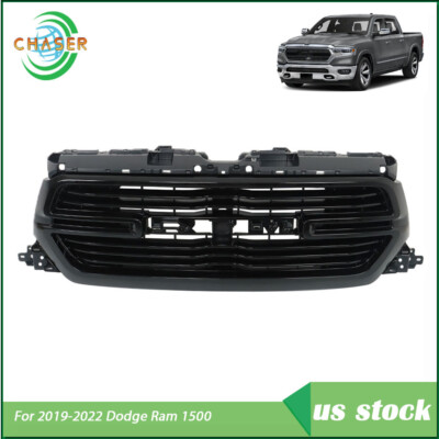 Glossy Black For Ram 1500 2019 2020 2021 2022 Front Upper Grille Grill Assembly