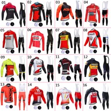 Rot Herren Thermo Radsport Trikot Set Fleece Radtrikot MTB Langarm Bib Hose Warm