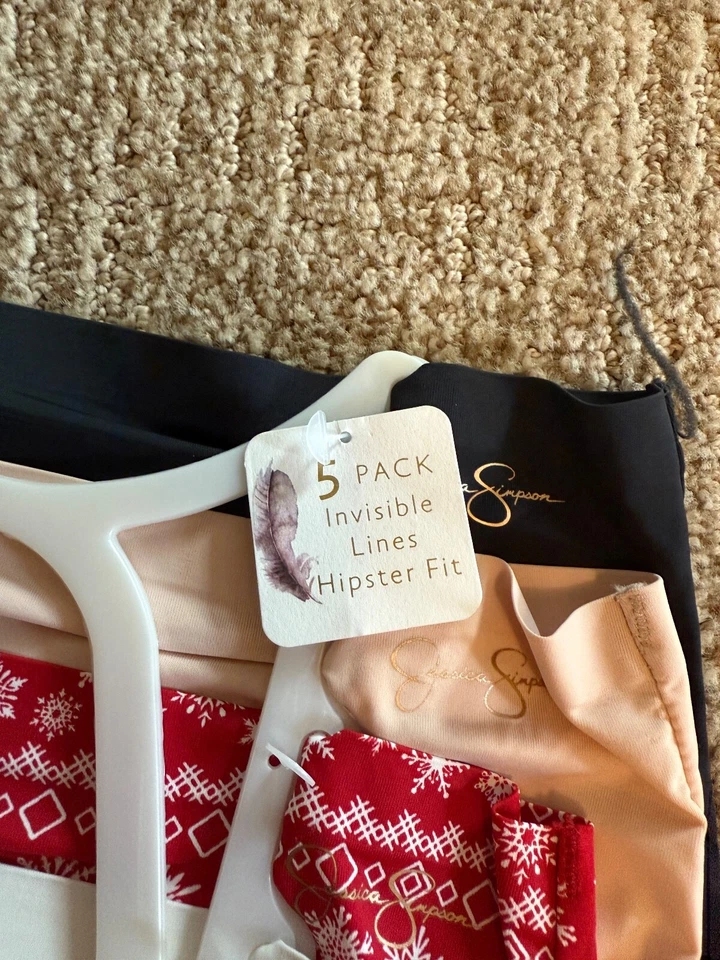 Pack de 5 bragas para mujer Jessica Simpson L Hipster líneas invisibles rojo negro Foto 3 de 4
